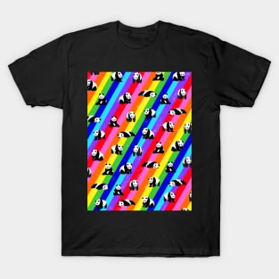 Rainbow Stripes with Panda Pattern T-Shirt